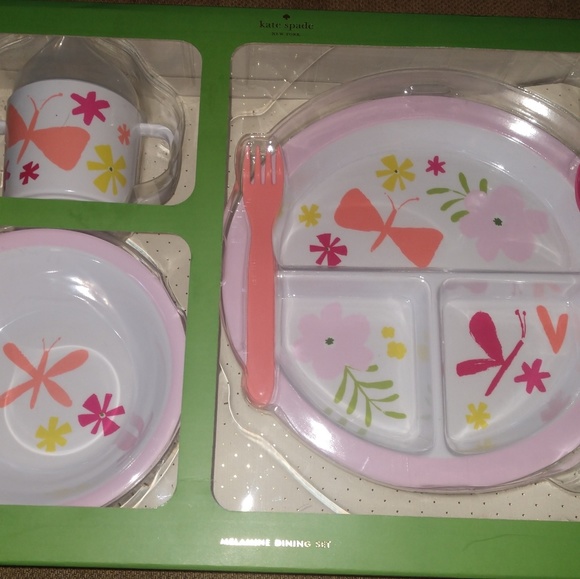 New! Kate Spade Melamine Dining Set Baby Girl - Picture 2 of 5